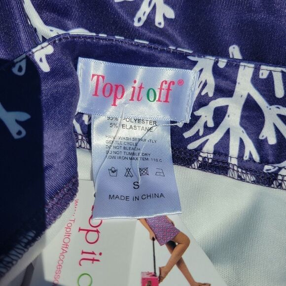 Top It Off Women's Blue White Printed Stretch Mini Skirt Size Small NWT - Picture 5 of 11